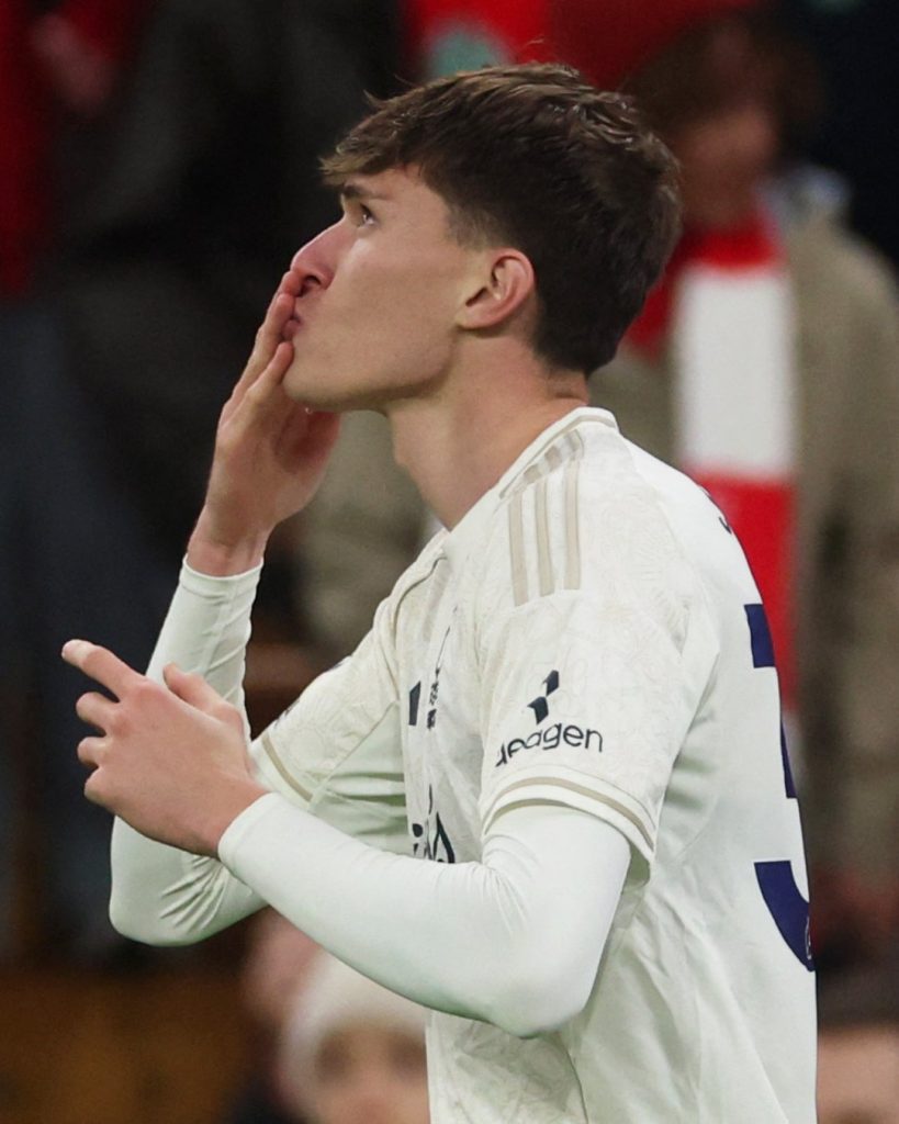Nicolo Savona after scoring the second for Nottingham Forest (Photo Credit: Premier League via X)