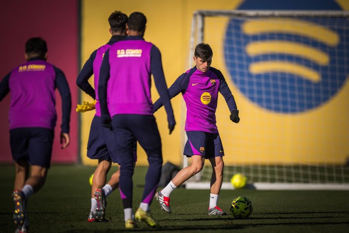 Pedri joined in the Training Session (Photo Credit: Barcelona Media)