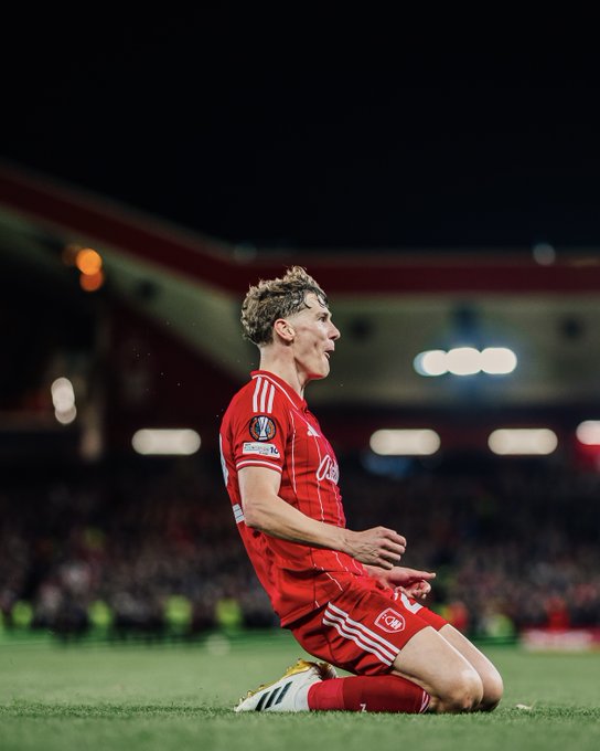 Ryan Yates after scoring the first goal (Photo Credit: Nottingham Forest via X)