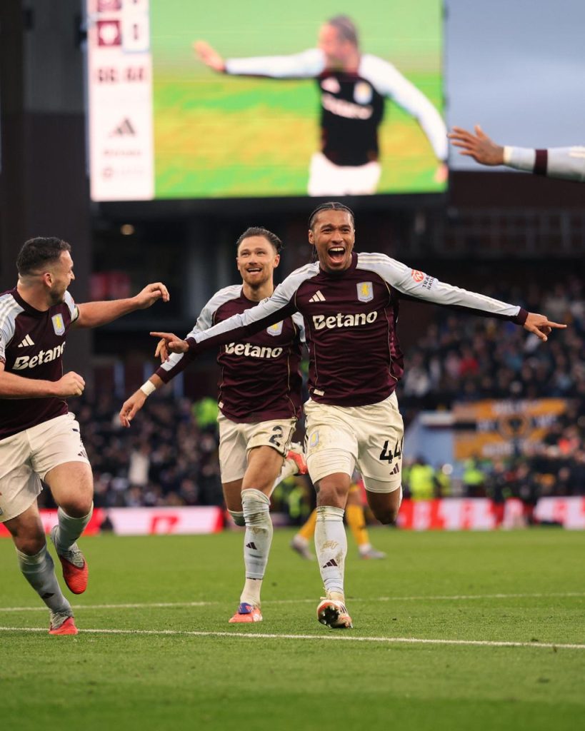 Boubacar Kamara After scoring for Aston Villa againgst Wolves (Photo Credit: Aston Villa via X)