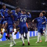Trevor Chalobah celebrates with teammates after putting Chelsea ahead against Arsenal (Photo Credit: Chelsea via X)