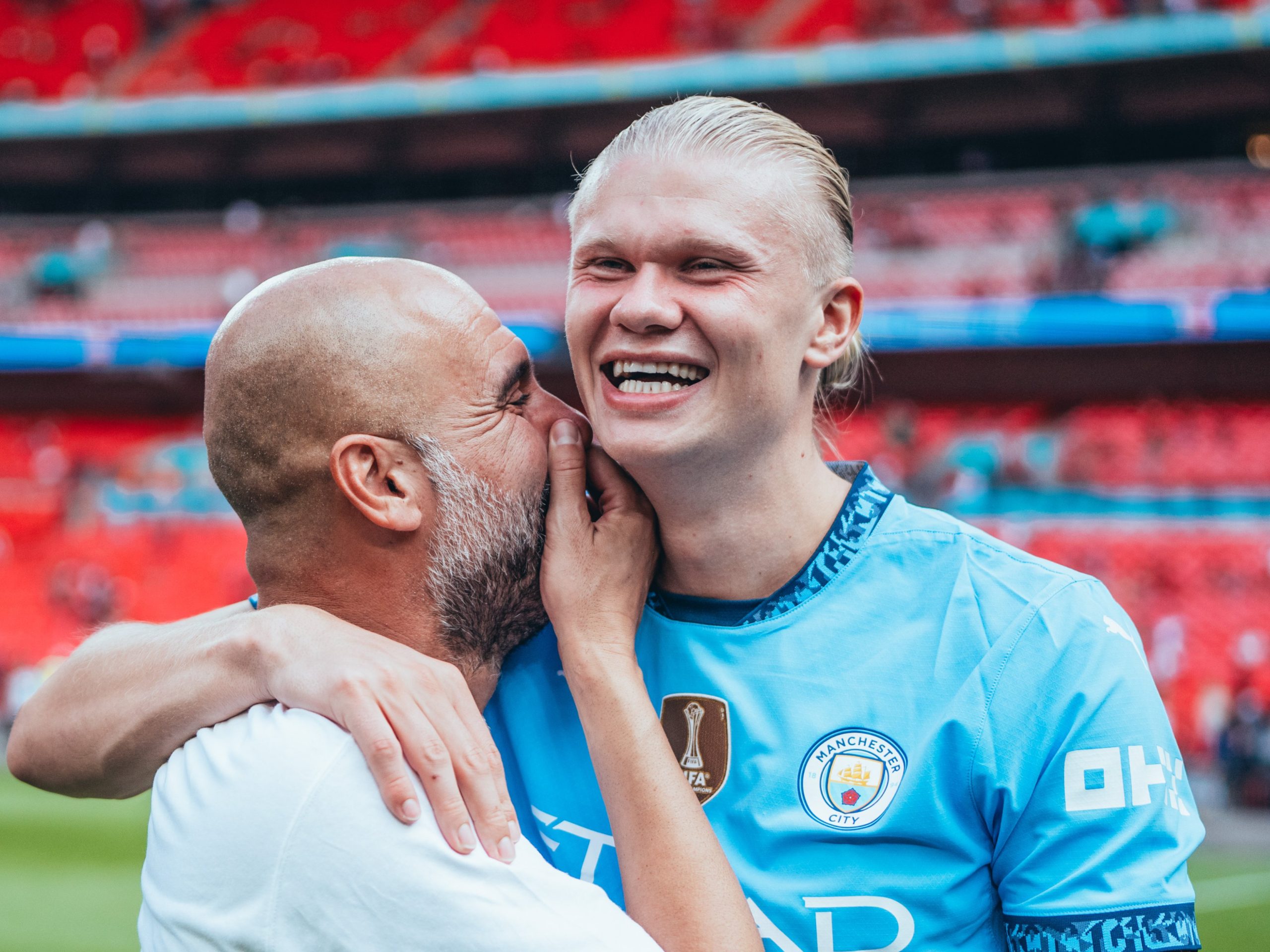 Erling Halaand and Pep Guardiola (Photo Credit: Manchester City X handle)