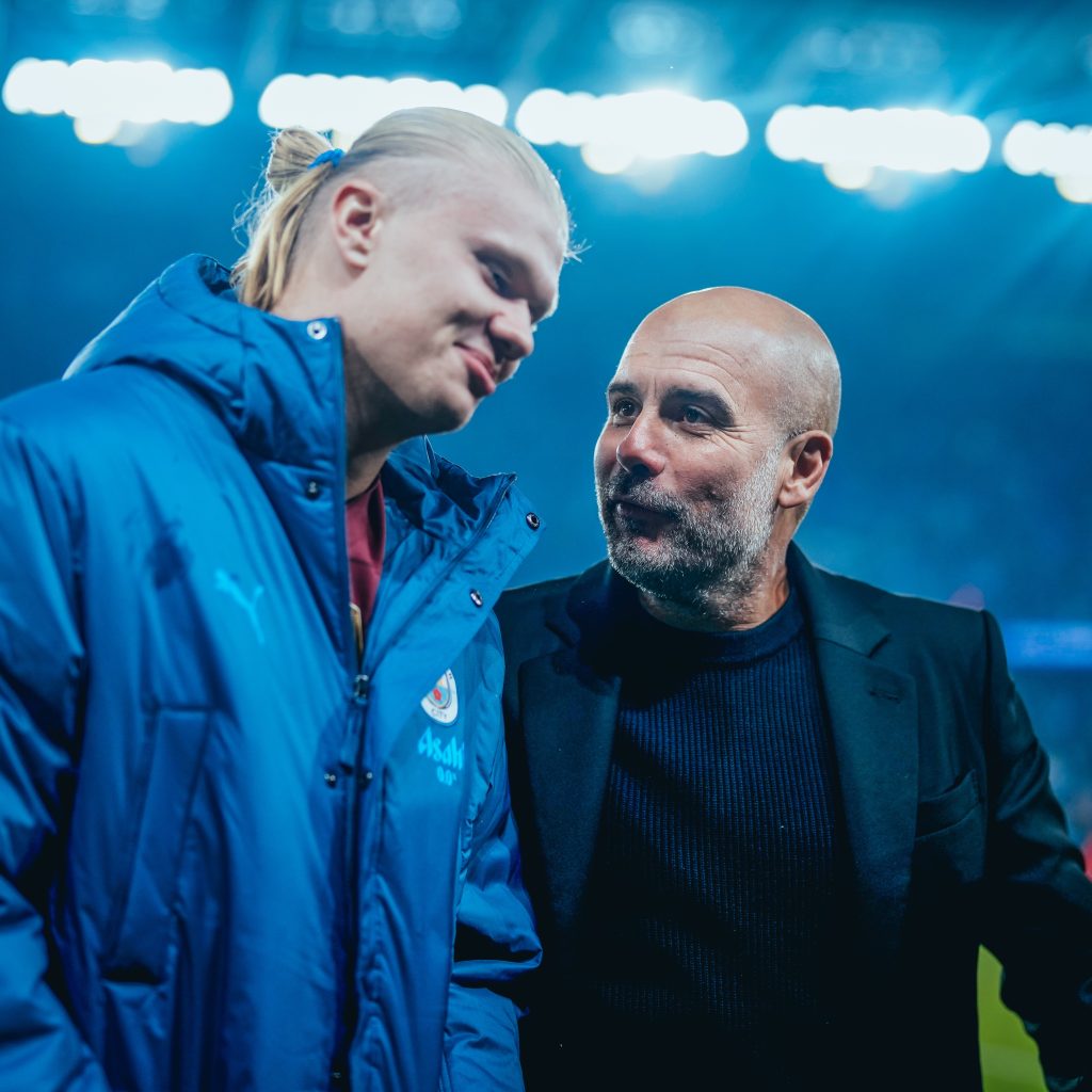 Erling Halaand and Pep Guardiola (Photo Credit: Manchester City X handle)