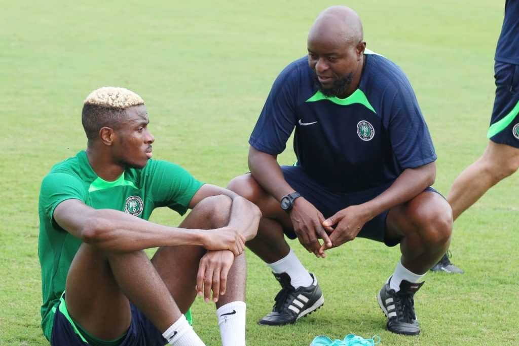 George Finidi and Victor Osimhen. (Photo Credit: Super Eagles Media).