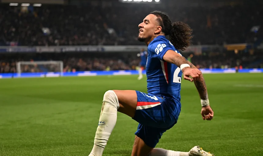 Malo Gusto celebrates his first Chelsea goal (Photo Credit: Chelsea via X)