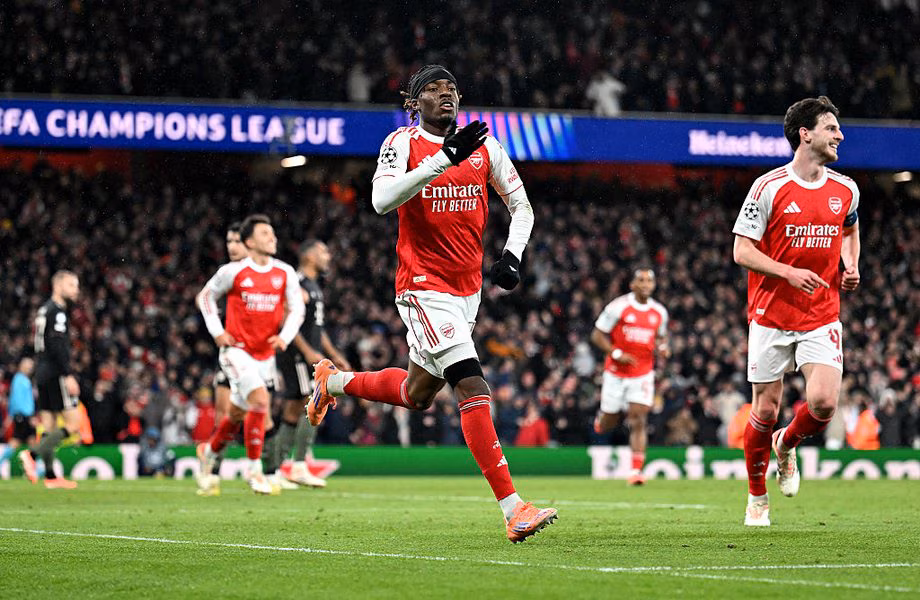 Noni Madueke after scoring for Arsenal againgst Bayern Munich (Photo Credit: Arsenal website)