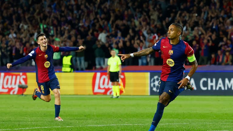 Great finish from Raphinha to give Barcelona a 3-1 lead - Photo Credit : REUTERS