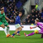 Kiernan Dewsbury-Hall scores for Everton. (Photo Credit: Premier League Media).