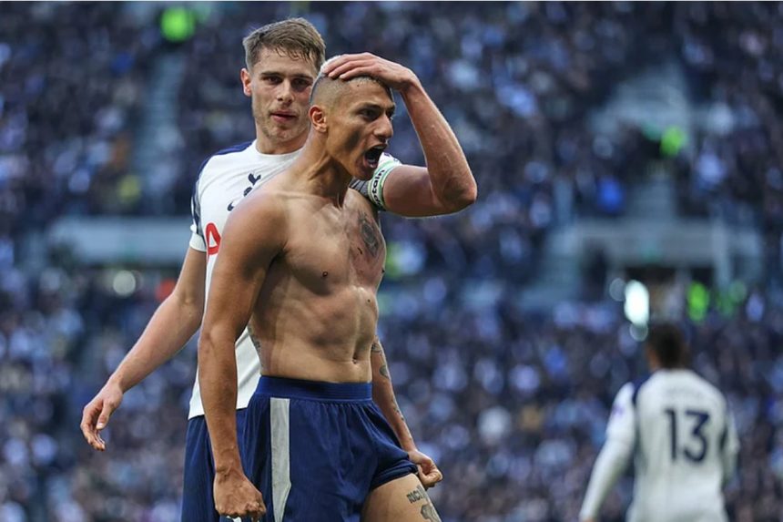 Richarlison celebrates scoring a goal. (Photo Credit: Tottenham Media).