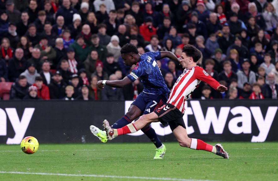 Bukayo Saka scores. Photo Credit: Arsenal Media.