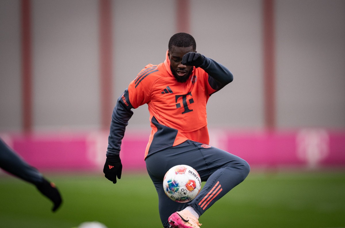 Dayot Upamecano in training. Photo Credit: Bayern Munich Media.