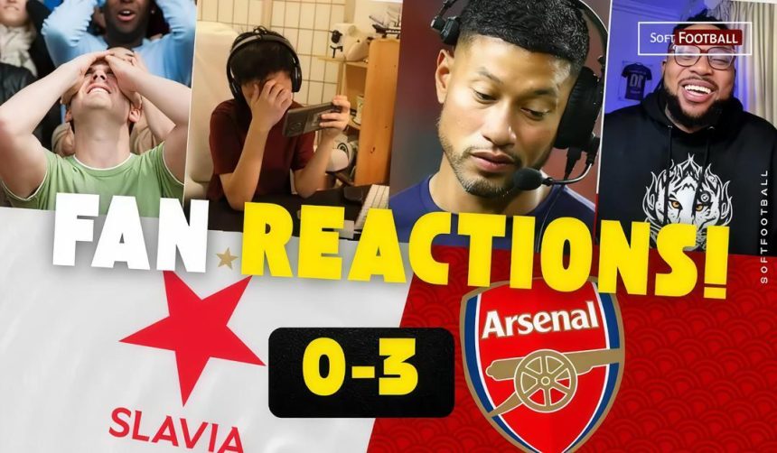 Fans reaction to Slavia Prague vs Arsenal (Photo Credit: Softfootball Media)
