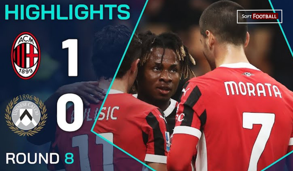 Chukwueze Strike and Reijnders Red Card Help Milan Hold Udinese 1–0 at San Siro - Photo Credit : Softfootball Media