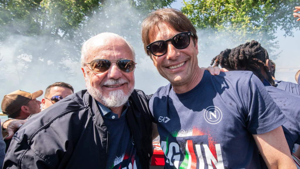 Antonio Conte after winning the scudetto last season (Photo Credit: Napoli website)