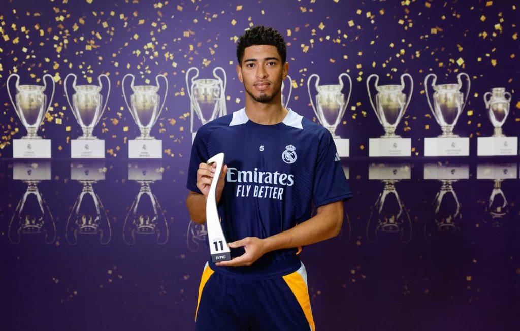 Jude Bellingham of Real Madrid with the FIFPRO World XI award (Photo Credit: FIFPRO website)