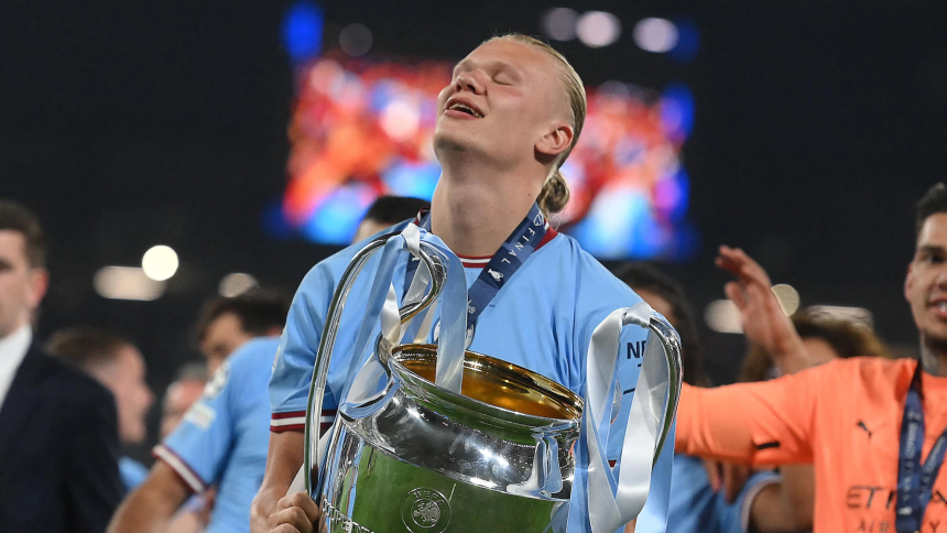 Erling Haaland with the UCL trophy (Photo Credit: Uefa website)