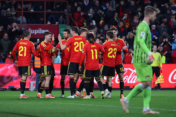 Belgium players celebrate together (Photo Credit: Belgium via IG)