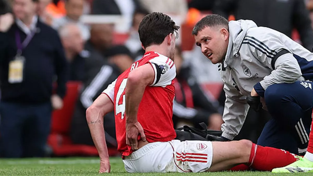 Declan Rice receiving treatment after getting Injured (Photo Credit: Premier League website)