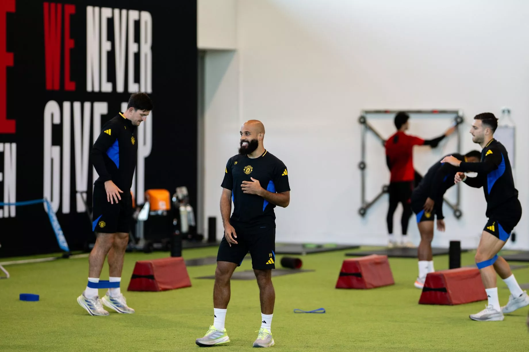 Manchester united players in recovery session at carrington (Photo Credit: Manchester united website)