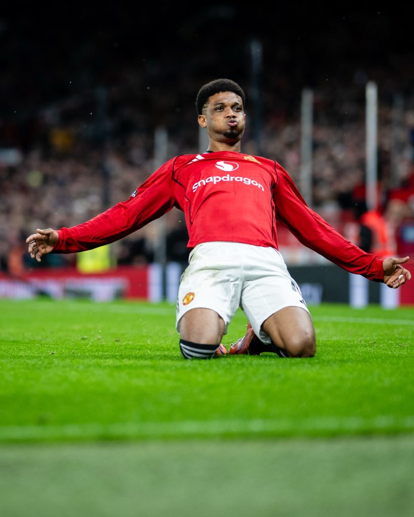 Amad Diallo after scoring (Photo Credit: Manchester United facebook page)