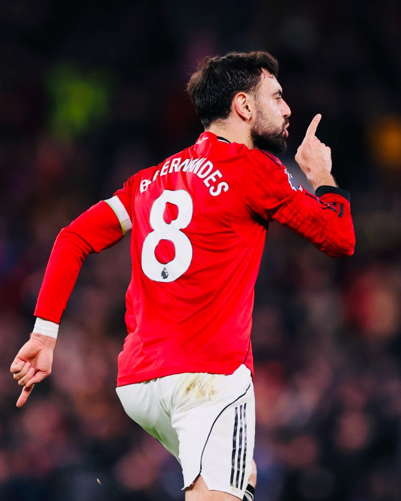 Bruno Fernandes after scoring (Photo Credit: Manchester United facebook page)