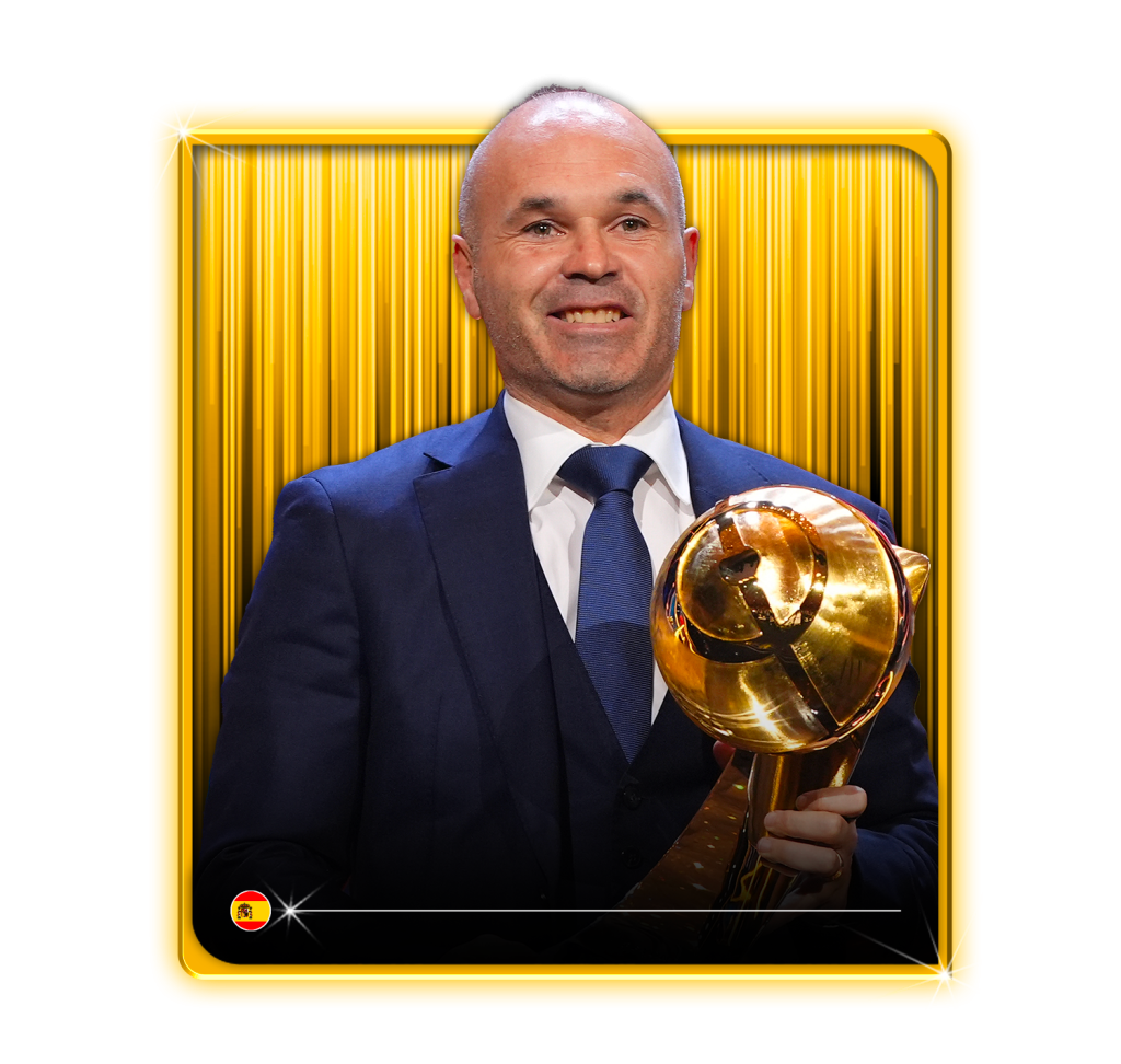 Andrés Iniesta Honoured With Globe Soccer Player Career Award at 2025 Ceremony - Photo Credit : Globesoccer, Official Website