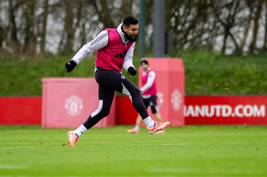 Casemiro in training. (Photo Credit: Manchester United Media).