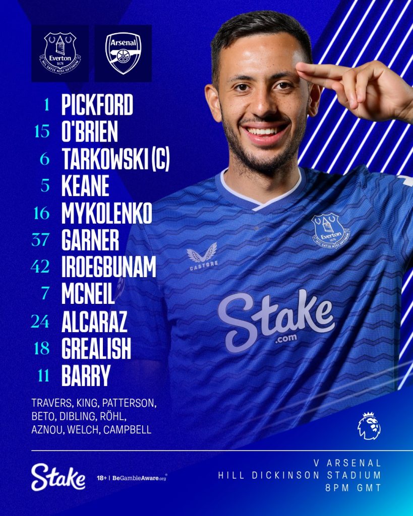 Everton Name Starting XI for Premier League Clash Against Arsenal - Photo Credi : Everton X