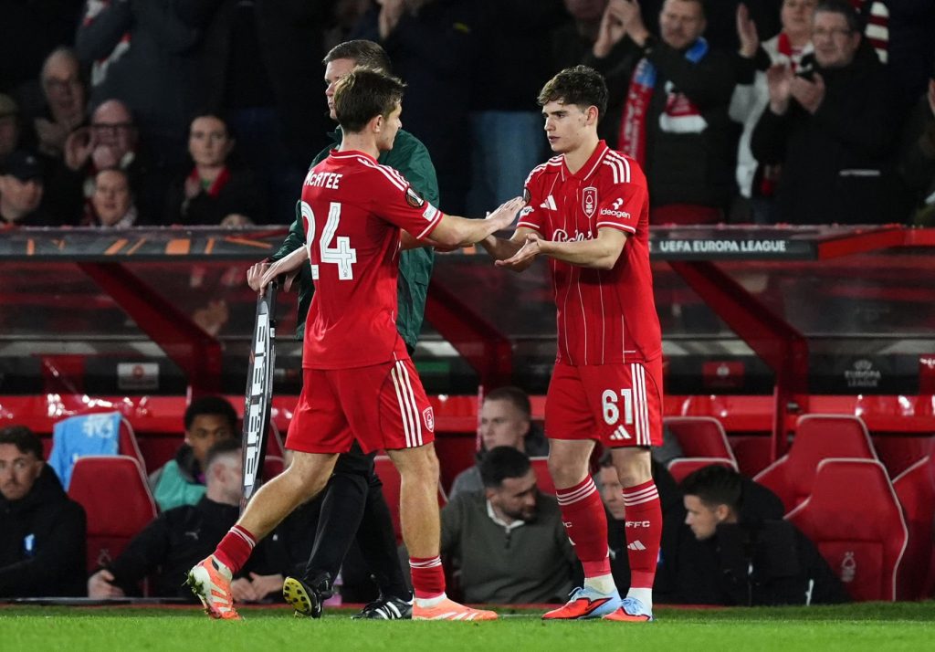 James McAtee Being Substituted During a Game (Photo Credit: Nottingham Forest Media via X)
