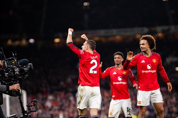 Diogo Dalot after scoring (Manchester United via X)
