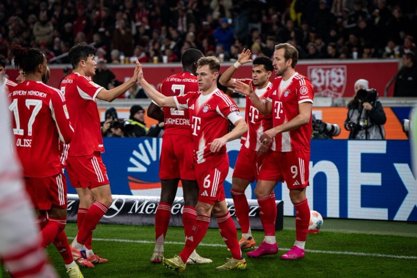Harry Kane celebrate with his teammates (Photo Credit: Bayern via X)