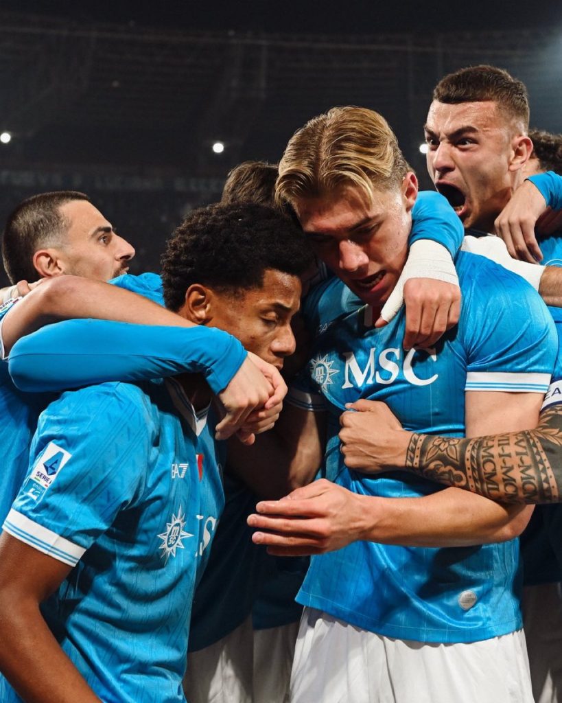 Napoli Players celebrate after taking the lead (Photo Credit: Napoli media)
