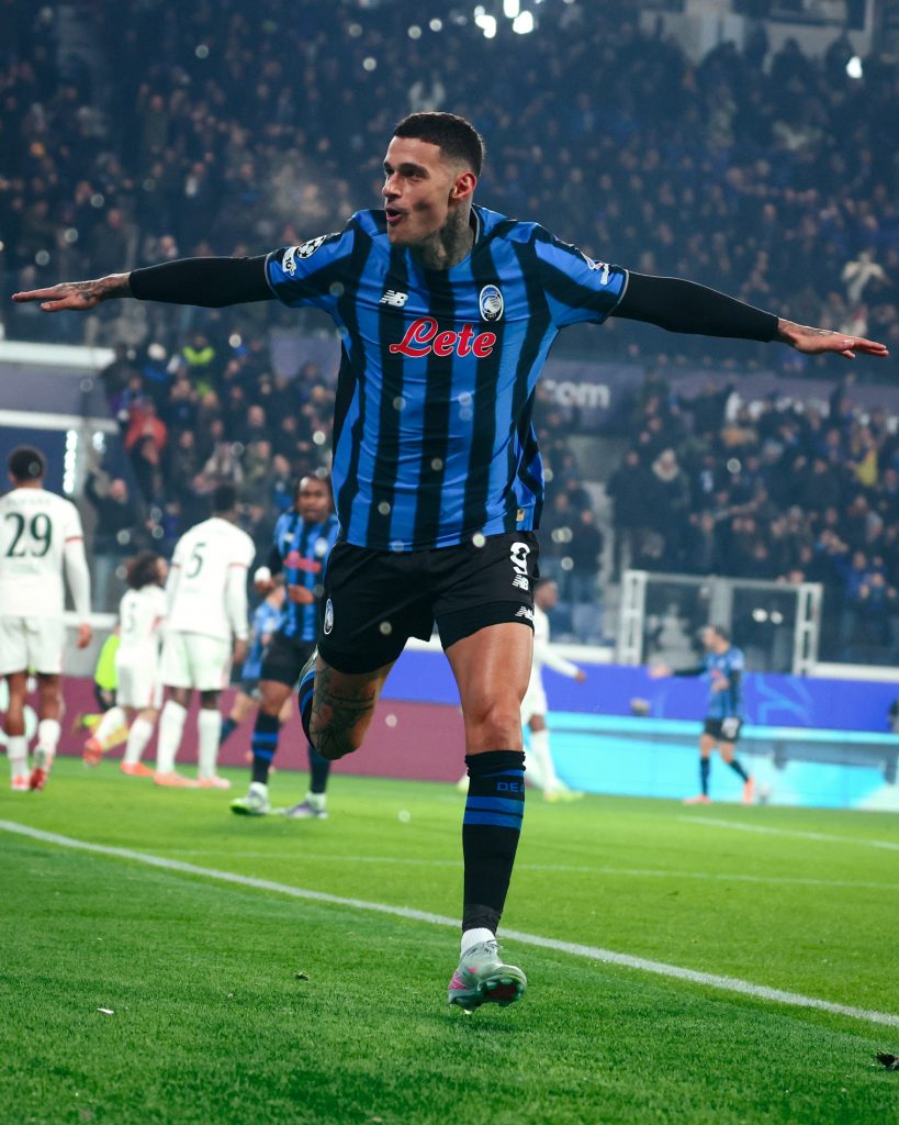Scamacca after scoring to bring Atalanta level (Photo Credit: Atalanta via X)