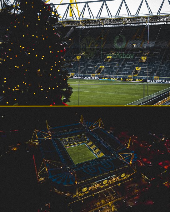 Signal Iduna Park decorated for the holidays (Dortmund Via X)