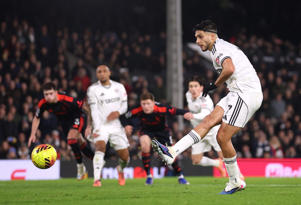 Raul Jimenez scoring a penalty for Fulham (Photo Credit: Fulham via X)