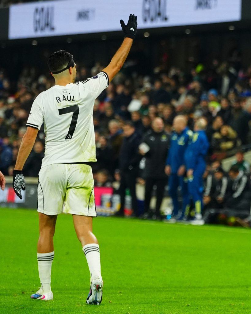 Raul Jimenez Celebrates after scoring (Photo Credit: Fulham via X)