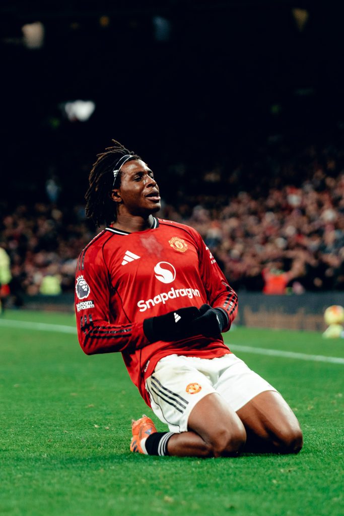Patrick Doku after scoring (Photo Credit: United via X)