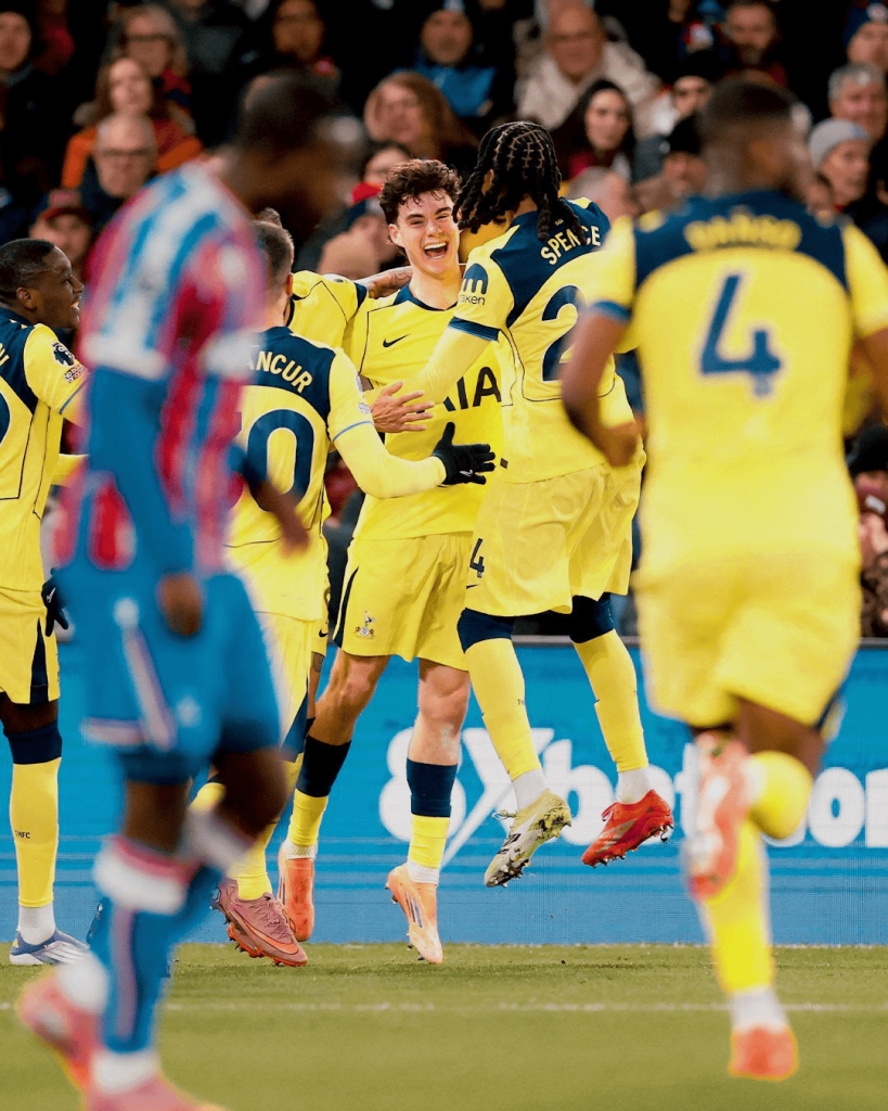 Archie Gray celebrates his first ever goal for Tottenham (Photo Credit: Tottenham via X handle)