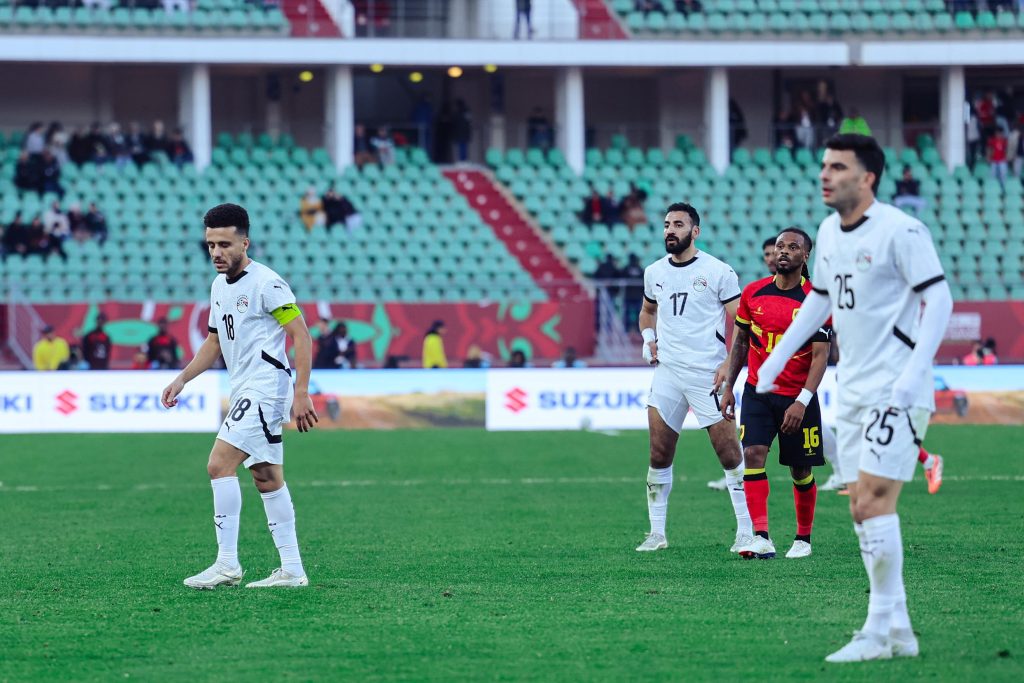 Egyptian Players and an Angolan Player During the Game (Photo Credit: Egypt Via X)