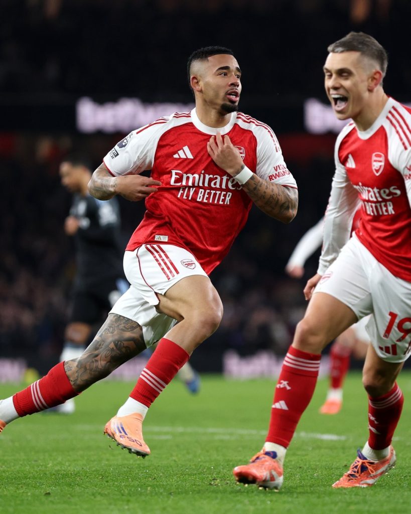Gabriel Jesus celebrate  after scoring (Photo Credit: Arsenal via X)
