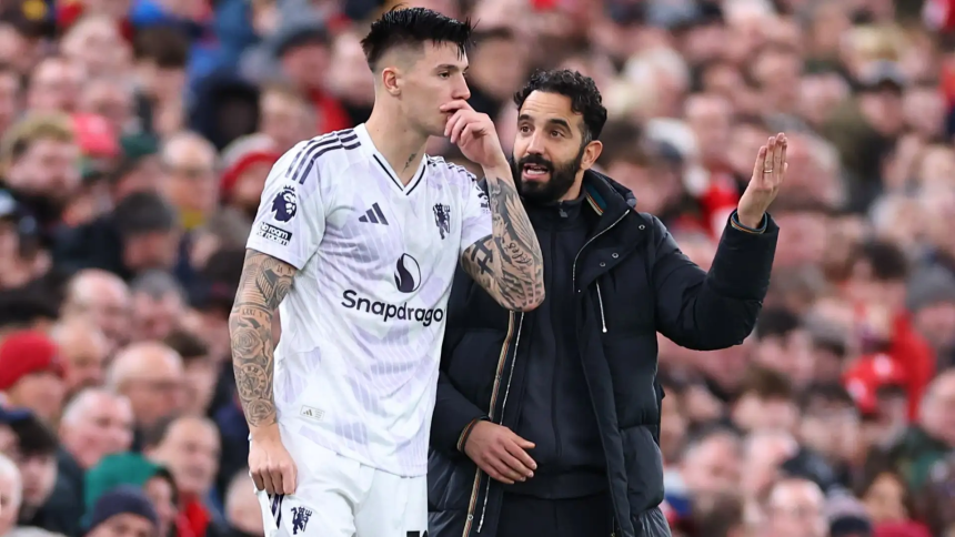 Ruben Amorim and Benjamin Sesko (Photo Credit: Manchester United Media)