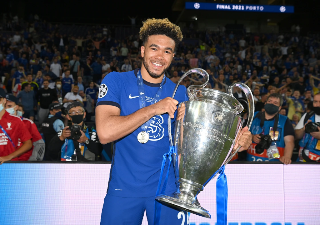 Reece James with the ucl trophy ( Photo Credit: Chelsea Via X)