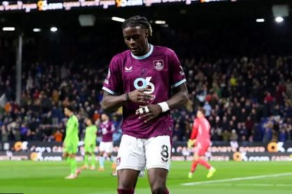 Lesley Ugochukwu enjoys his goal. (Photo Credit: Burnley Media).