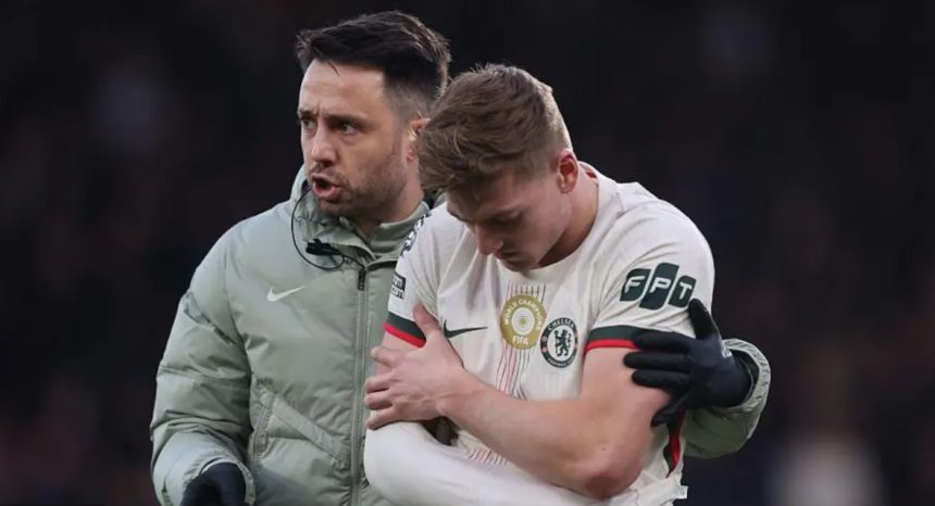 Liam Delap injured. (Photo Credit: Chelsea Media).