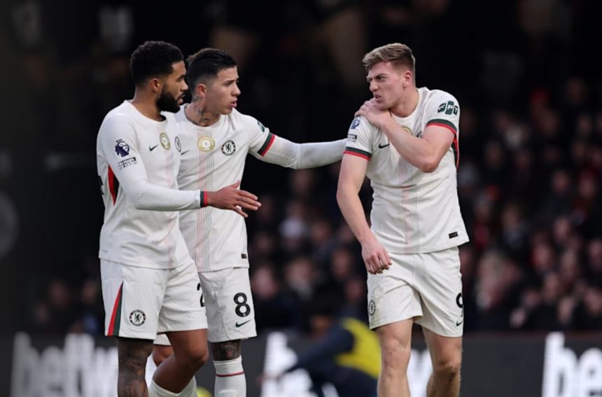 Liam Delap injured in action. (Photo Credit: Chelsea Media).