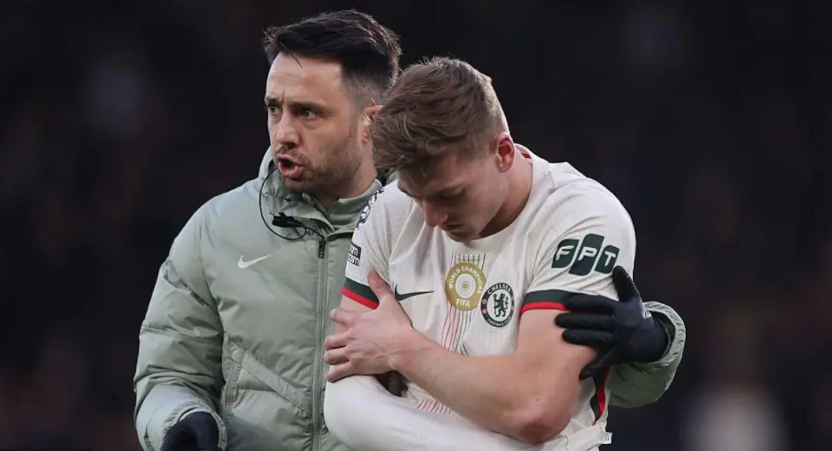 Liam Delap injured. (Photo Credit: Chelsea Media).