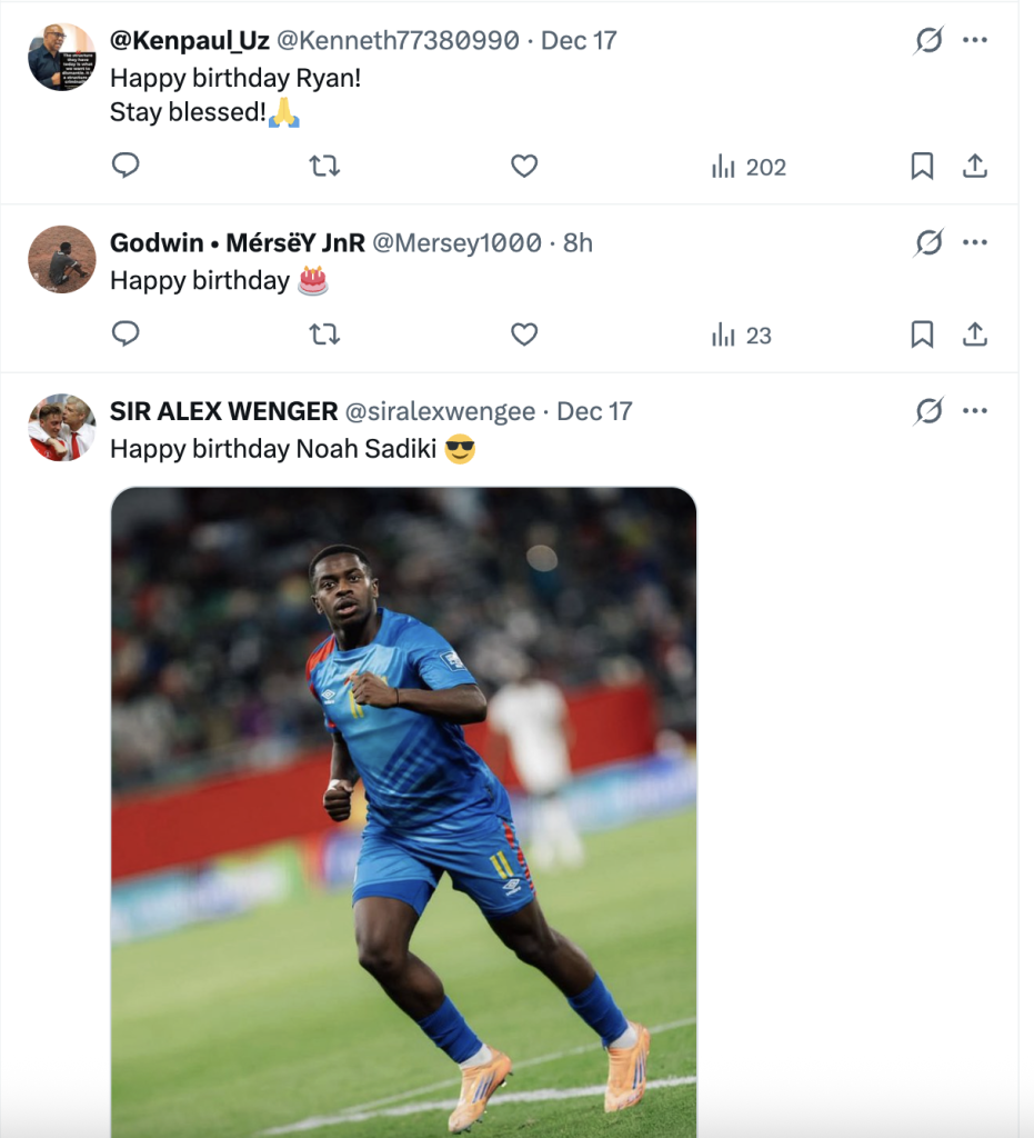 A snapshot of some fan messages shows how much Alebiosu is appreciated - Photo Credit : Super eagles X