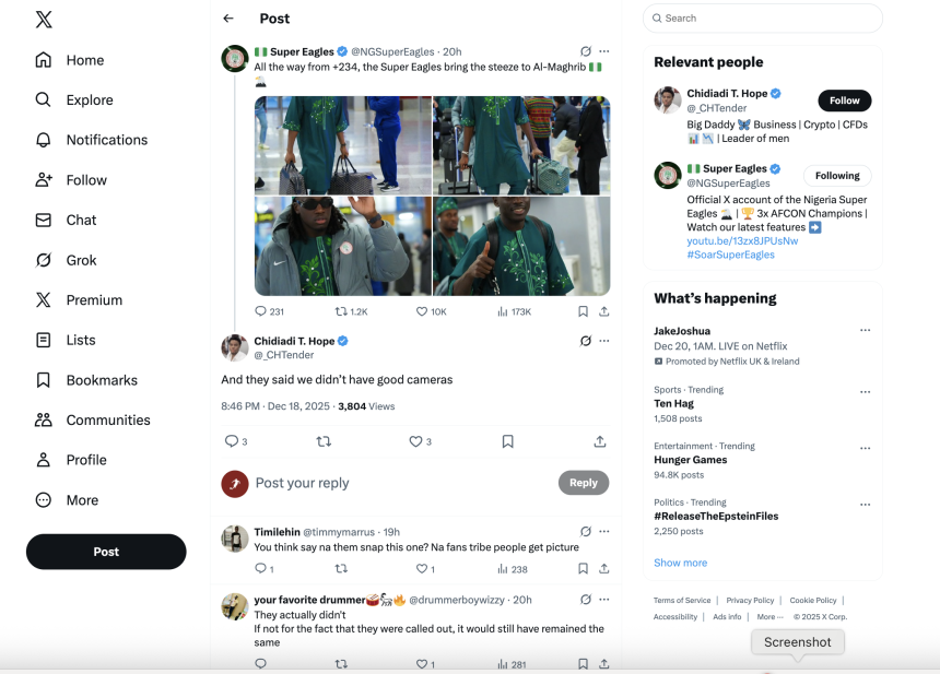 Fans Debate Super Eagles Media Coverage After Morocco Arrival Photos Go Viral