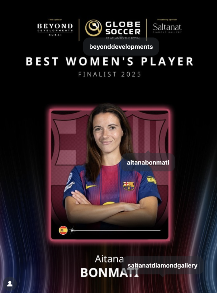 Aitana Bonmatí Wins Best Women’s Player at 2025 Globe Soccer Awards - Photo Credit : globesoccer, Instagram