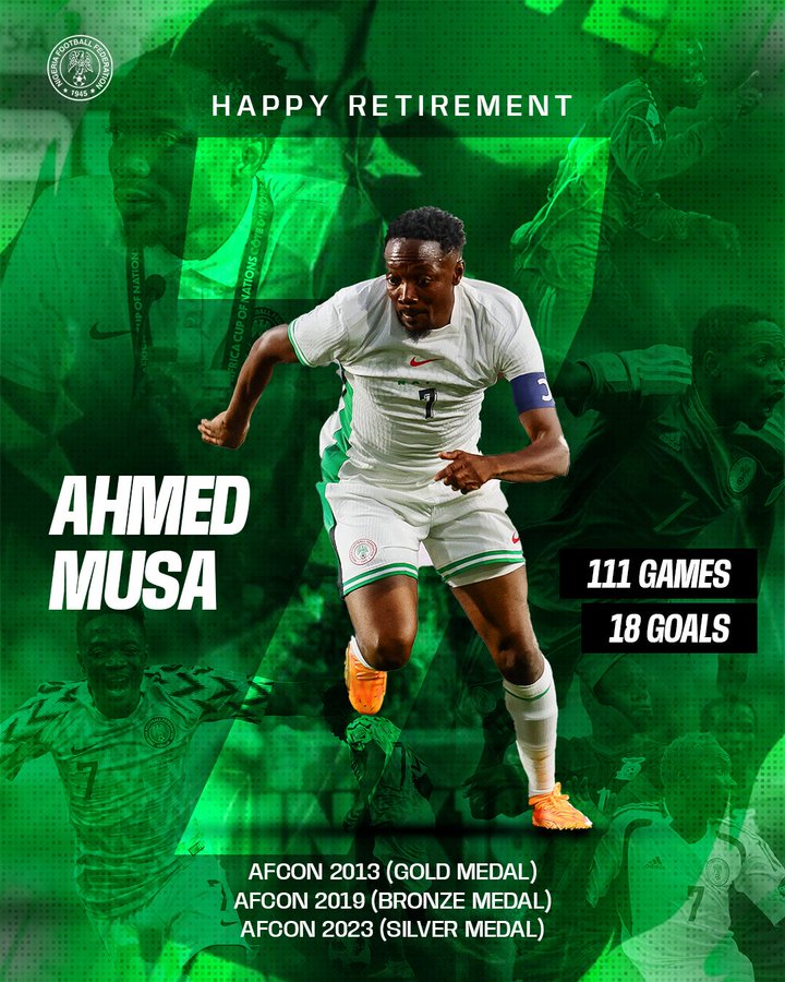 Super Eagles Celebrate Ahmed Musa Following His Retirement from International Football - Photo Credit : @NGSuperEagles X